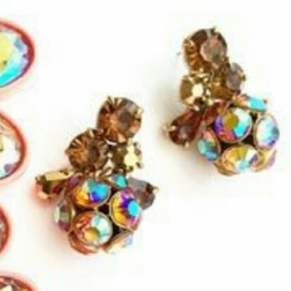 J. Crew Gold and Iridescent Crystal Brûlée Earrings
